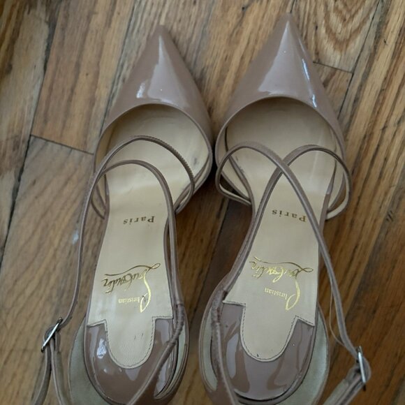 Christian Louboutin Cross Blake Patent Leather Pump Stiletto NUDE - Picture 2 of 8
